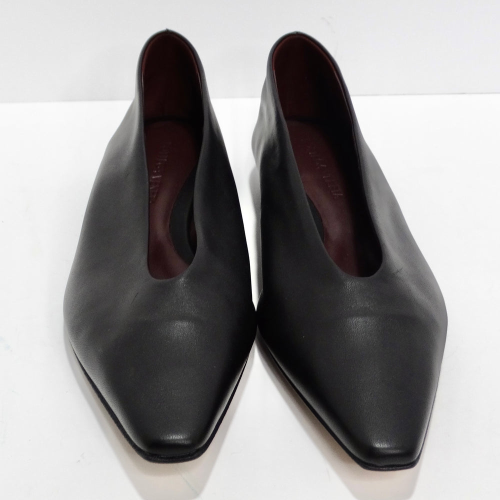 Bottega Veneta Almond Black Leather Flats