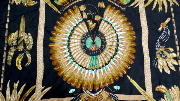 Hermes Carre 90 Brazil Feather Print Silk Scarf – Vintage by Misty