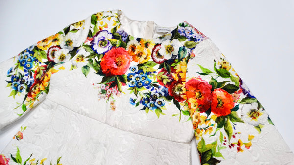 Dolce & Gabbana White Jacquard Floral Print Children's Dress – Vintage by Misty