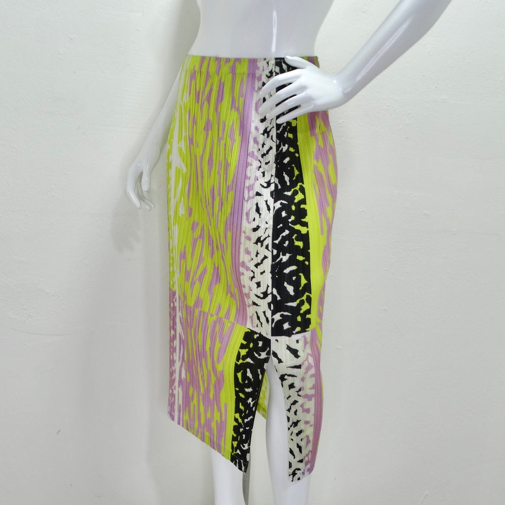 Issey Miyake 1990s Pleats Please Multicolor Midi Skirt