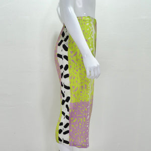 Issey Miyake 1990s Pleats Please Multicolor Midi Skirt