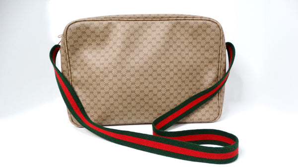 1980s Gucci Monogram Coated Canvas Leather Shoulder Bag – Vintage