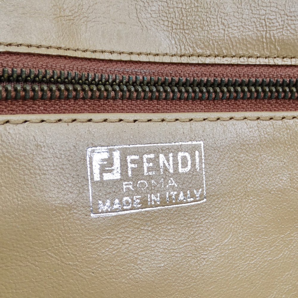 Fendi Brown Leather Woven Clutch