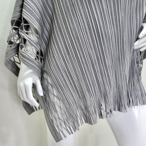 Issey Miyake 1990s Silver Pleated Poncho