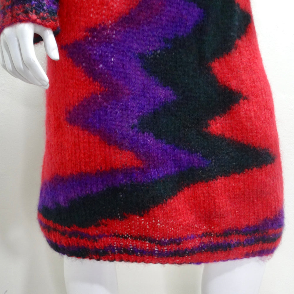 1980s Hand Knit Multicolor Sweater Dress