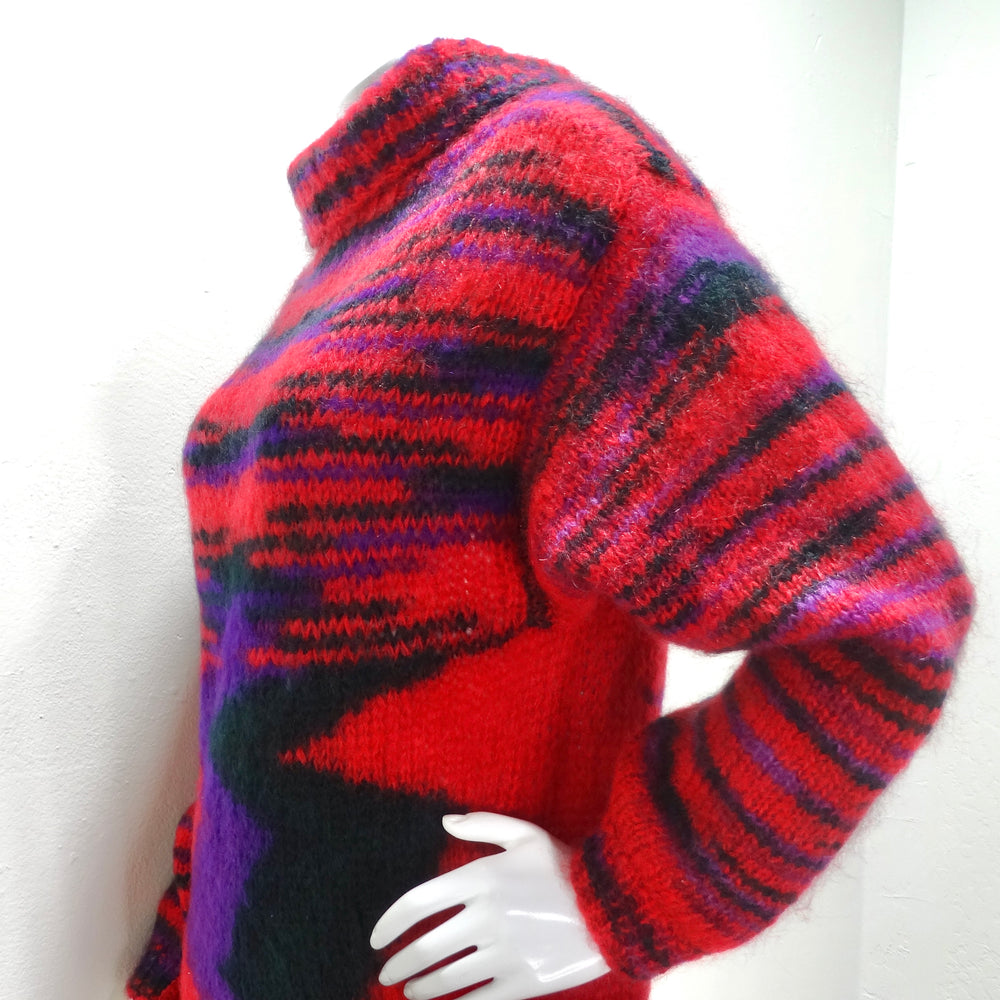 1980s Hand Knit Multicolor Sweater Dress