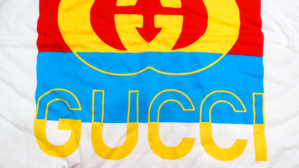 Gucci White Cotton Bright GG Logo Print Baby Blanket – Vintage by