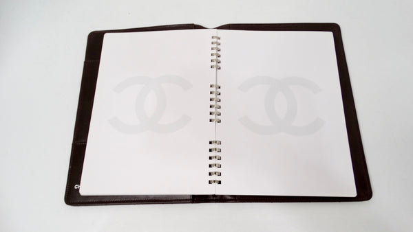 Chanel Brown Lambskin Quilted Leather Notebook Agenda Cover