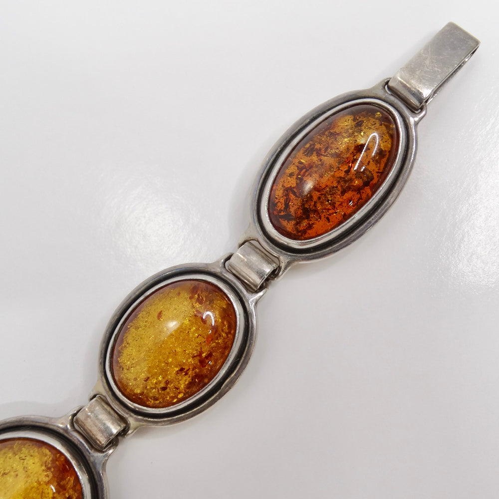 1970s Amber Silver Bracelet
