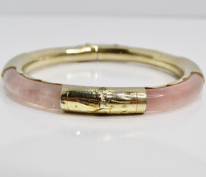 18K Gold Plated Pink Glass Cuff Bracelet