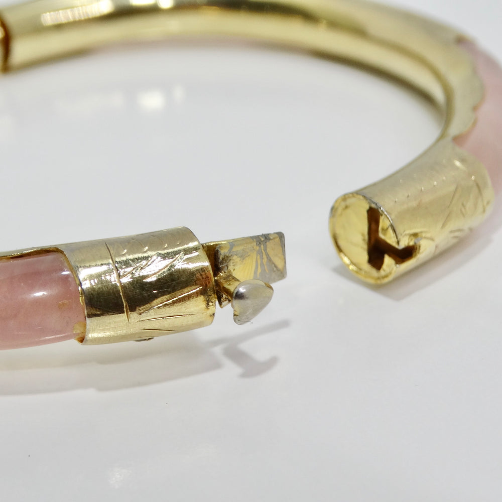18K Gold Plated Pink Glass Cuff Bracelet