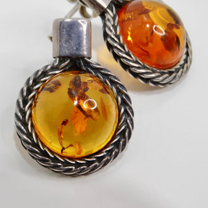 1960s Silver Amber Earrings
