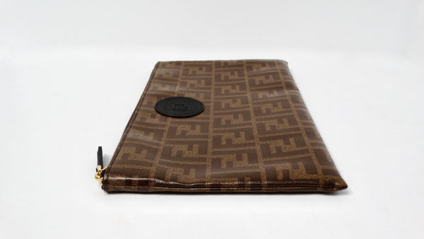 Fendi Brown Zucca Coated Canvas Leather Zip Pouch – Vintage by Misty