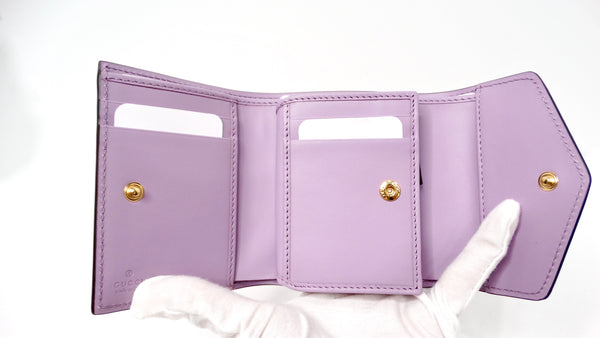 Gucci Lilac GG Embossed Leather Tri-Fold Square Wallet – Vintage