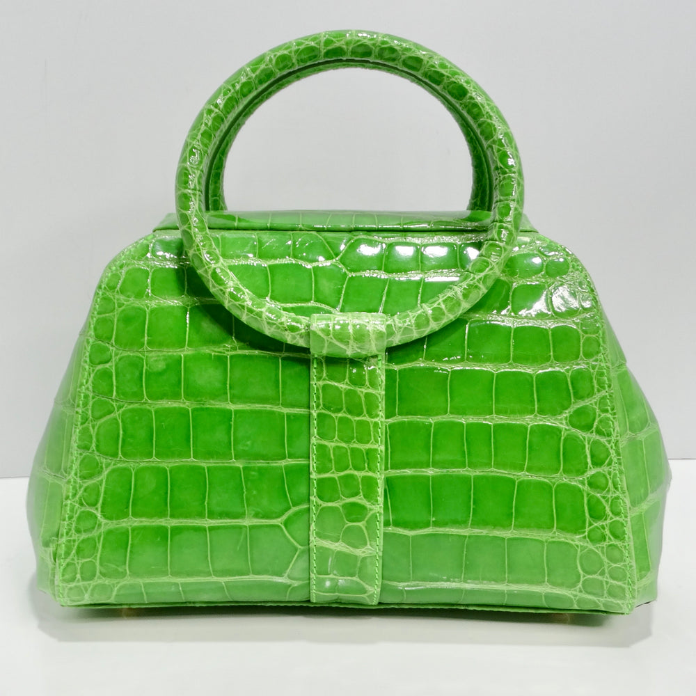 BC Luxury Green Crocodile Top Handle Bag