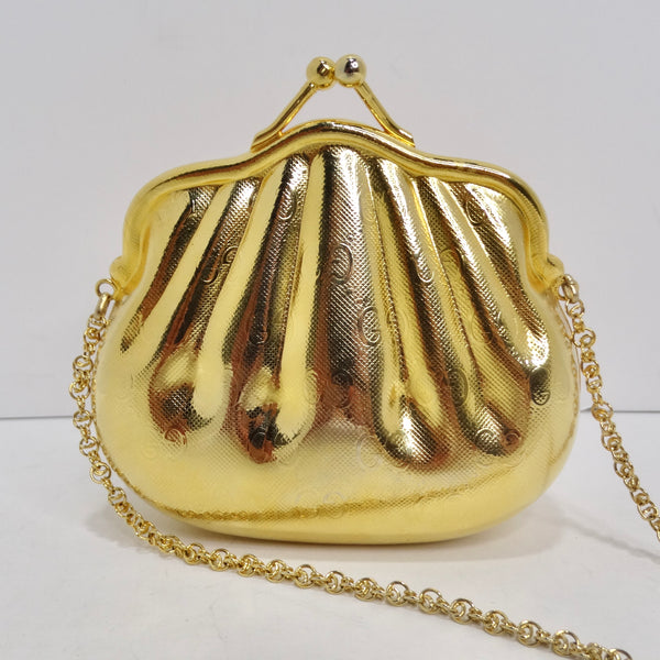 Metal Cylinder Purse Evening Bag Minaudiere Gold Tone Metal Chain 6x3 –  Shop Thrift World