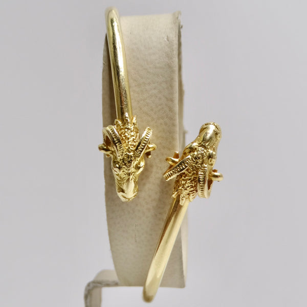 18K Solid Gold 1960s Ram Head Cuff Bracelet – Vintage by Misty