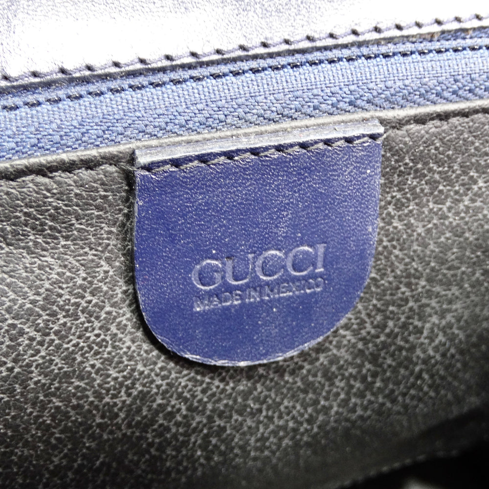 Gucci 1980s Lady Lock Navy Leather Handbag