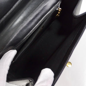 Paloma Picasso 1980s Black Leather Shoulder Bag