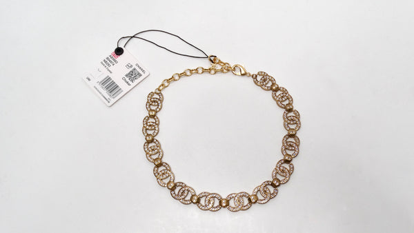 CHANEL ゴールドトーン チャーム CHANEL 24P GOLD TONE METAL STUDDED CC LOGO WHITE CRYSTALS