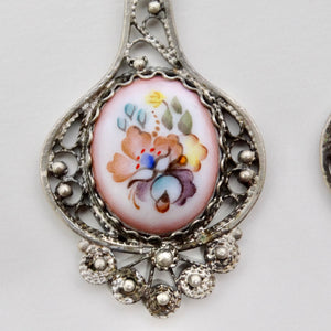 Victorian Floral Porcelain Dangle Earrings