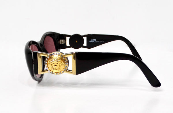 Gianni Versace Black & Pink Tinted Medusa Medallion Sunglasses