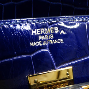 Hermes Birkin 35cm Amethyst Shiny Porosus Crocodile Gold Hardware
