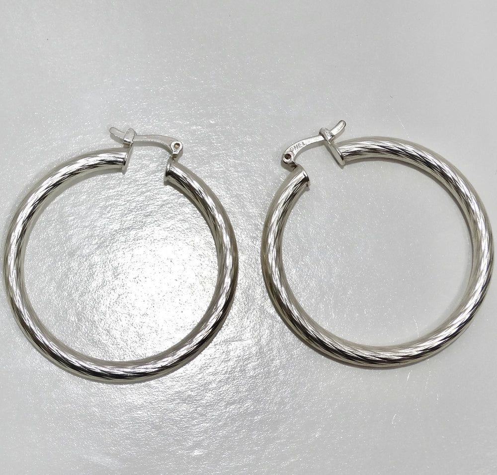 1980s Silver 925 Hoop Earrings