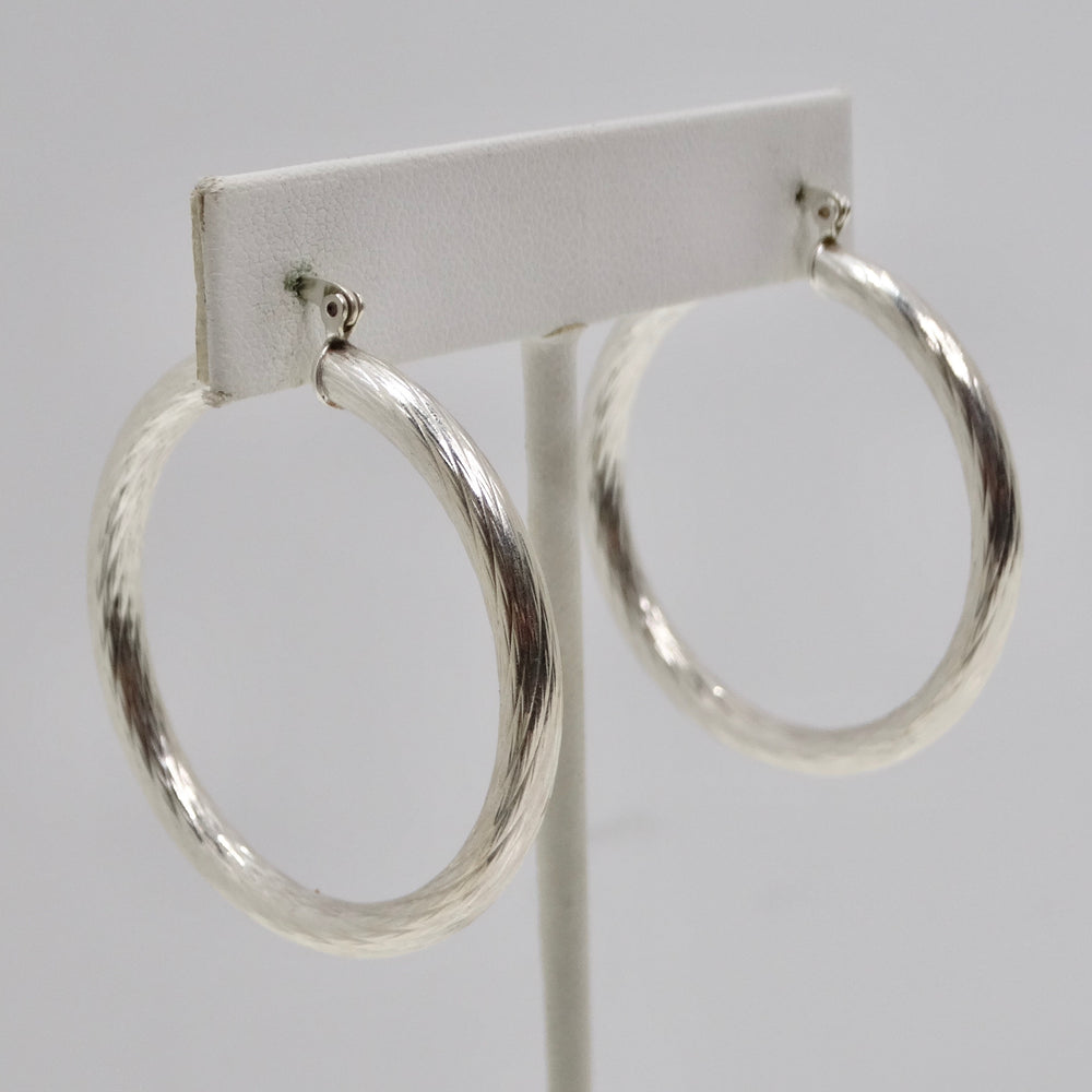 1980s Silver 925 Hoop Earrings