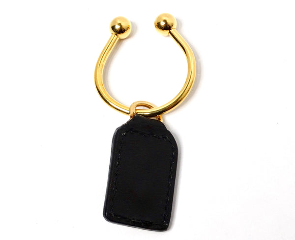Fendi Black Leather & Yellow Gold-Tone Logo Keychain – Vintage by