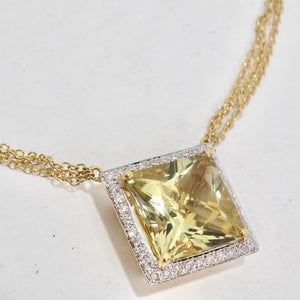 14K Gold Citrine Diamond Necklace