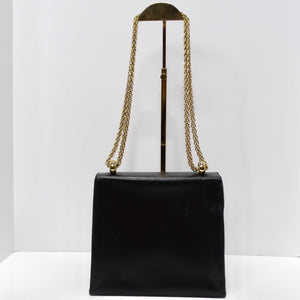 Paloma Picasso 1980s Black Leather Shoulder Bag