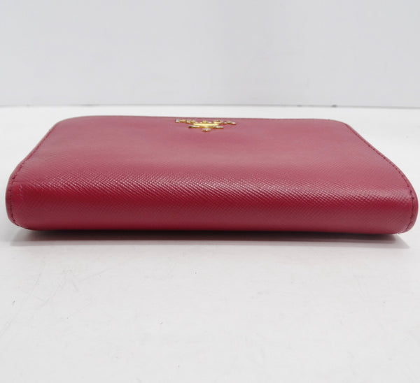 Prada Saffiano Leather Compact Wallet Pink – Vintage by Misty