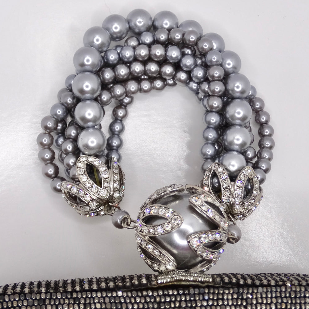 Crystal Embellished Faux Pearl Clutch Bag