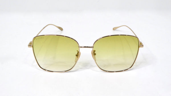 Gucci Gold-Tone Square Tinted Sunglass With Attachable Hanging