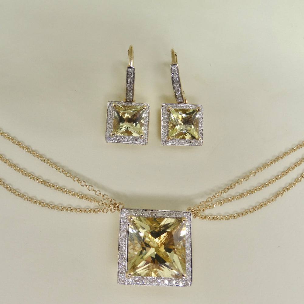 14K Gold Citrine Diamond Earrings