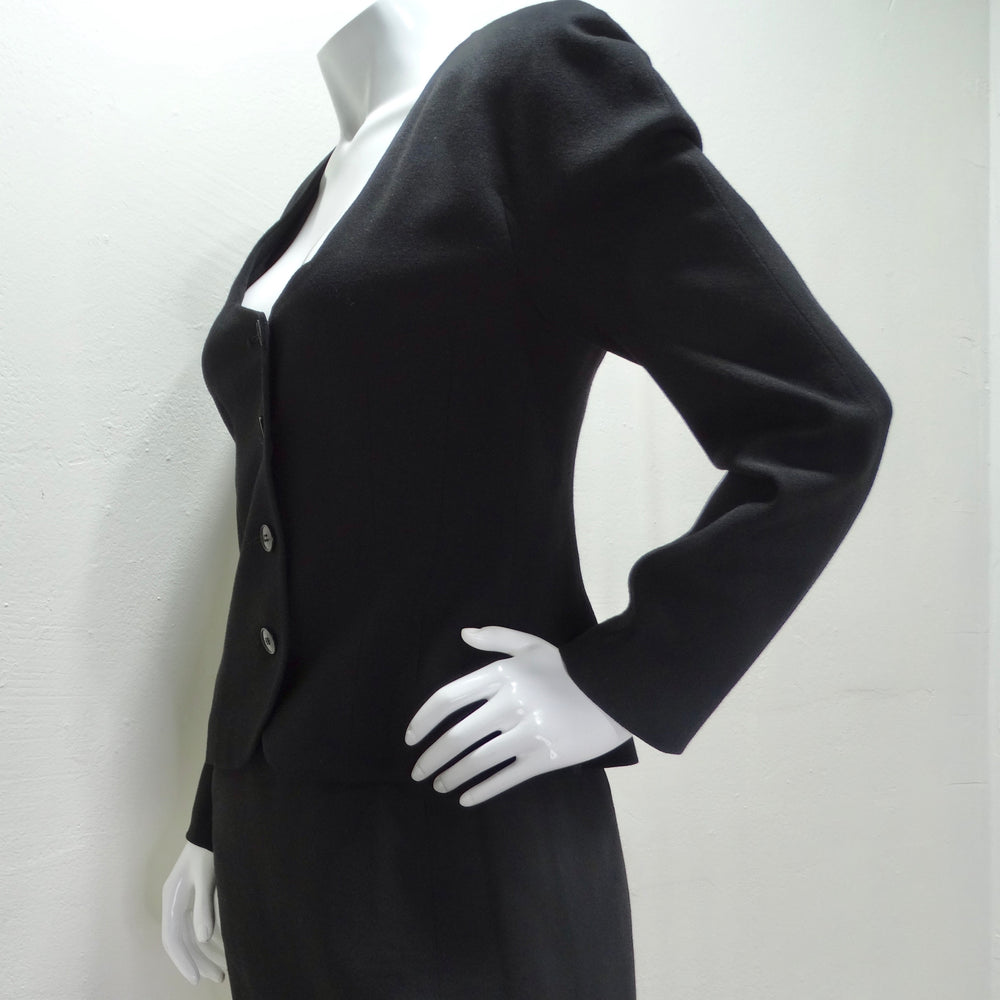 John Galliano 90s Black Skirt Suit