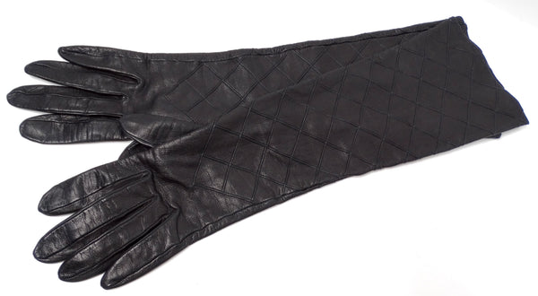 Chanel Black Quilted Long Leather Gloves circa 1990s – Vintage by
