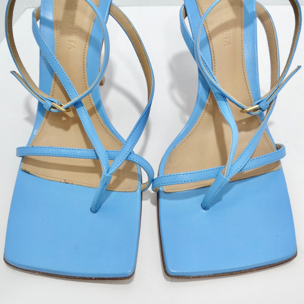 Bottega Veneta Blue Textured Sandals Bottega Veneta Blue Woven Leather BV Board Sandals Size 8  main image 2