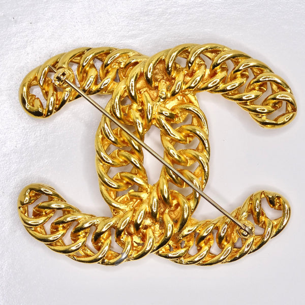 Chanel 1980s 24K Gold Plated CC Chain Brooch Vintage by Misty