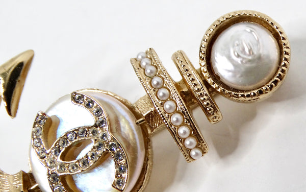 Chanel Crystal & Pearl Gold-Tone Anchor Brooch 2018 – Vintage by Misty