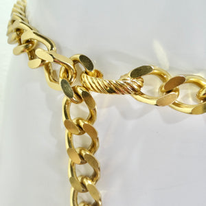 Yves Saint Laurent 1990s Gold Tone Charm Chain Belt