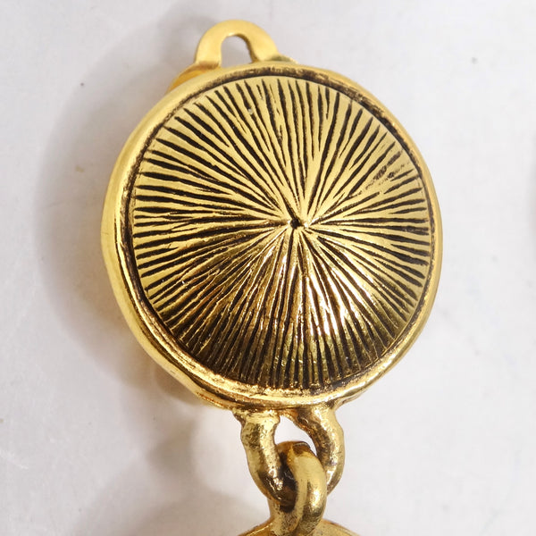 Chanel 31 Rue Cambon CC Gold Tone Clip On Drop Earrings