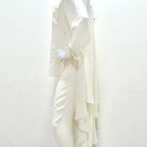 Chanel Ivory Silk High-Low Button Down & Trouser Set