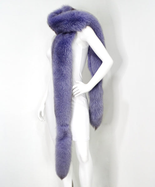 Douglas Hannant Purple Fox Fur & Silk Scarf circa 1990s – Vintage