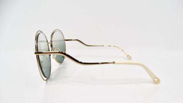 Chloe amazing details oversize Gold Frame Sunglasses with Green Gradient Lenses Chloe Round Oversized Green Gradient Gold-Tone Metal Frame  main image 3