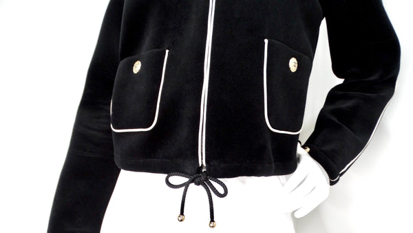 Chanel Coco Neige Velour Drawstring Zip Jacket 2018 – Vintage by Misty