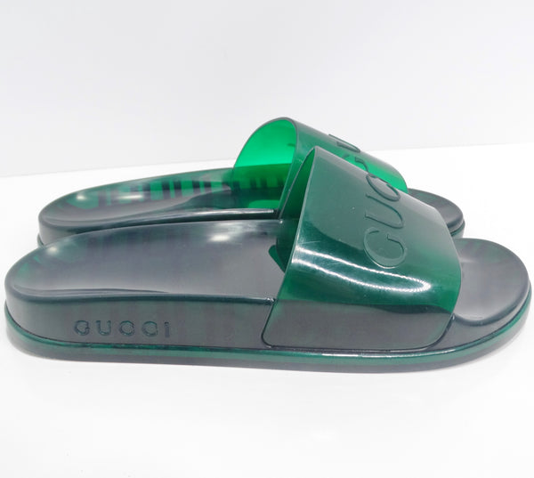 Green gucci rubber discount slides