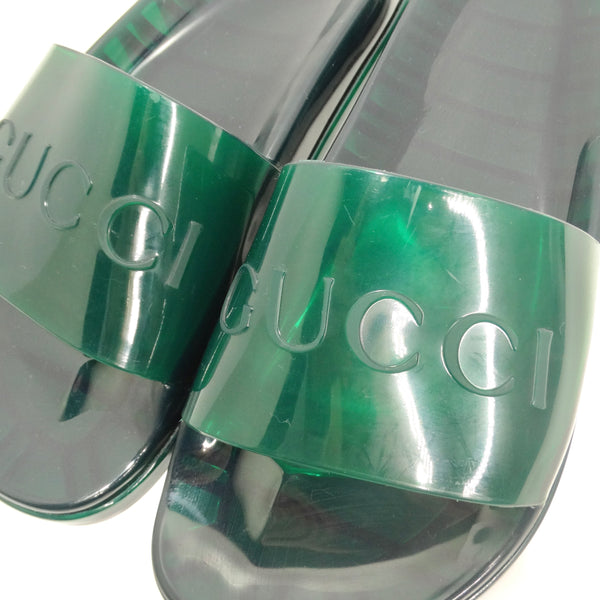 Very RARE, Gucci Transparent Slide Sandals Gucci Mens Transparent Rubber Logo Slides Sandals Size 12/46  main image 4