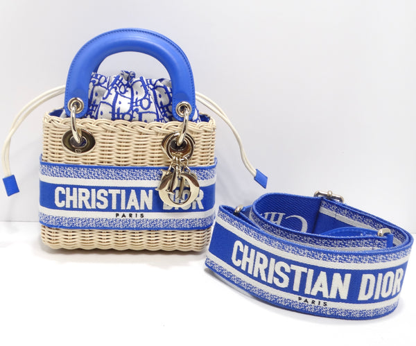 Christian Dior Wicker Oblique Mini Lady Dior Bag Florescent